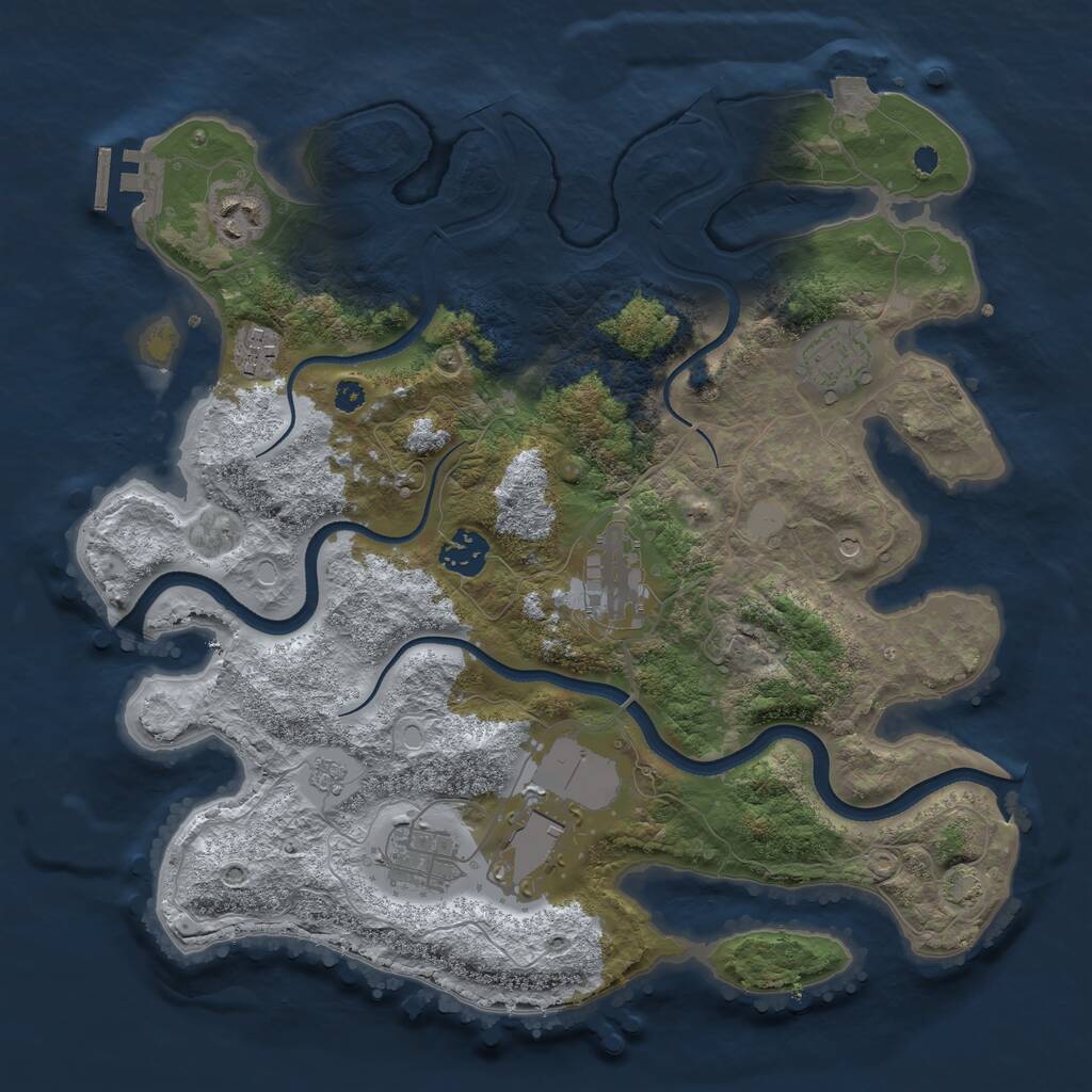 Rust Map: Procedural Map, Size: 3500, Seed: 1462283846, 12 Monuments