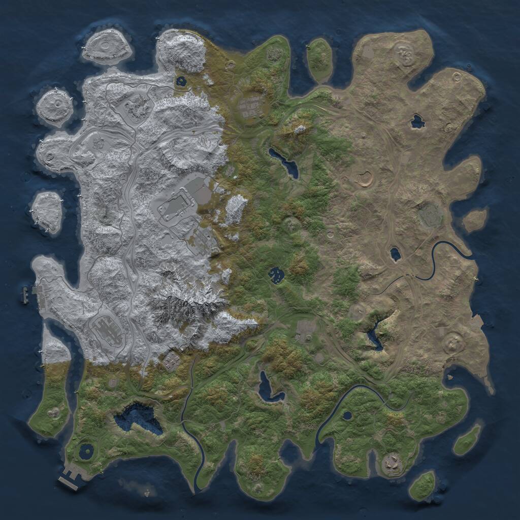 Rust Map: Procedural Map, Size: 5000, Seed: 882254576, 17 Monuments