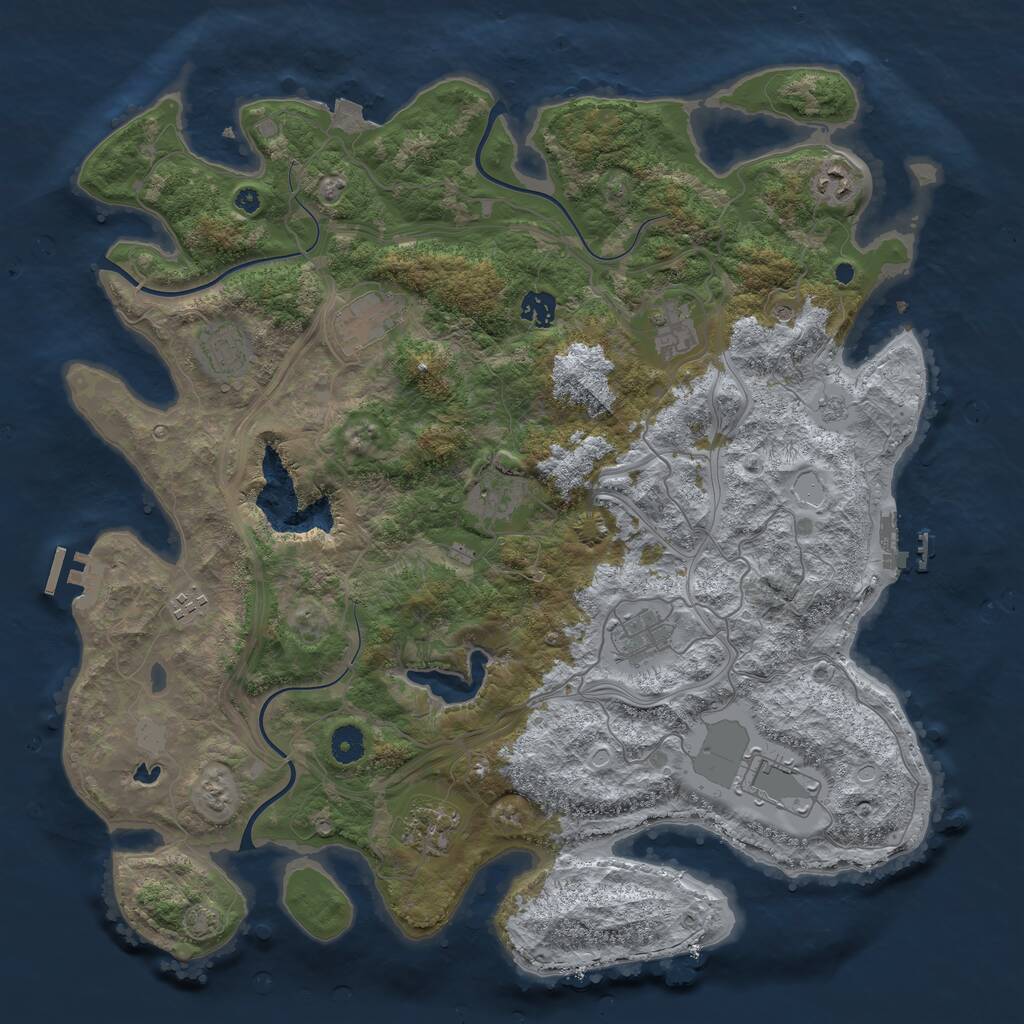 Rust Map: Procedural Map, Size: 4250, Seed: 551453596, 16 Monuments