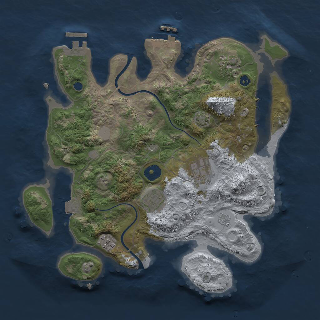 Rust Map: Procedural Map, Size: 3000, Seed: 2073262766, 10 Monuments