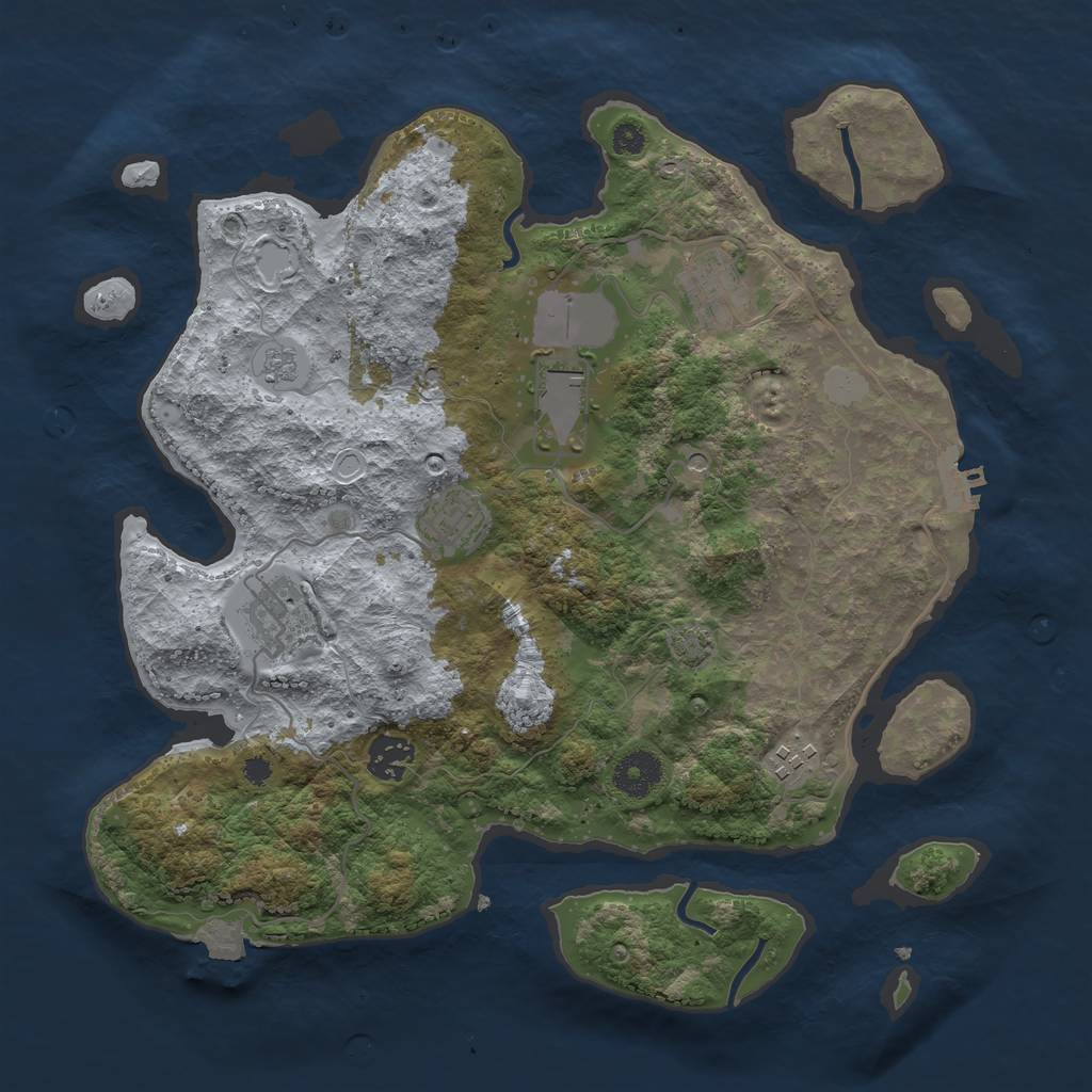 Rust Map: Procedural Map, Size: 3500, Seed: 1993020865, 13 Monuments