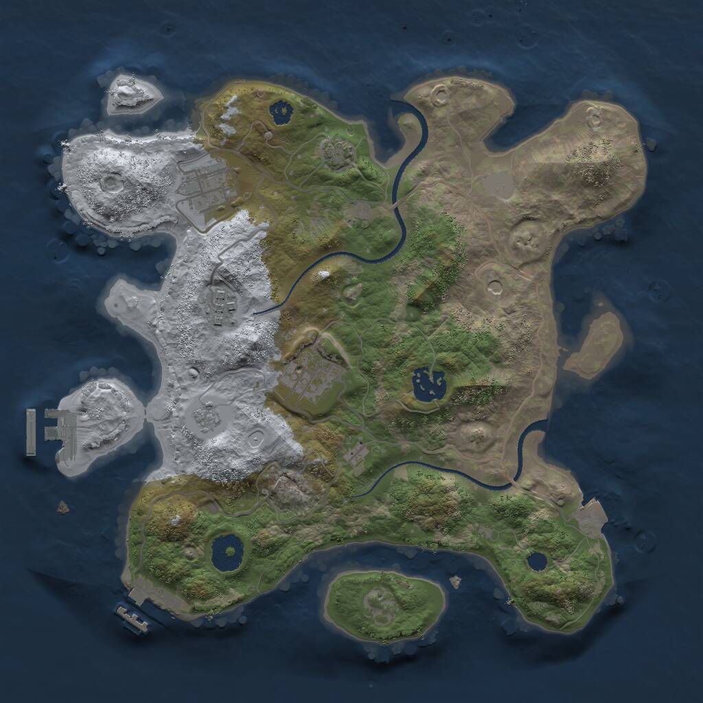 Rust Map: Procedural Map, Size: 3000, Seed: 20659, 10 Monuments
