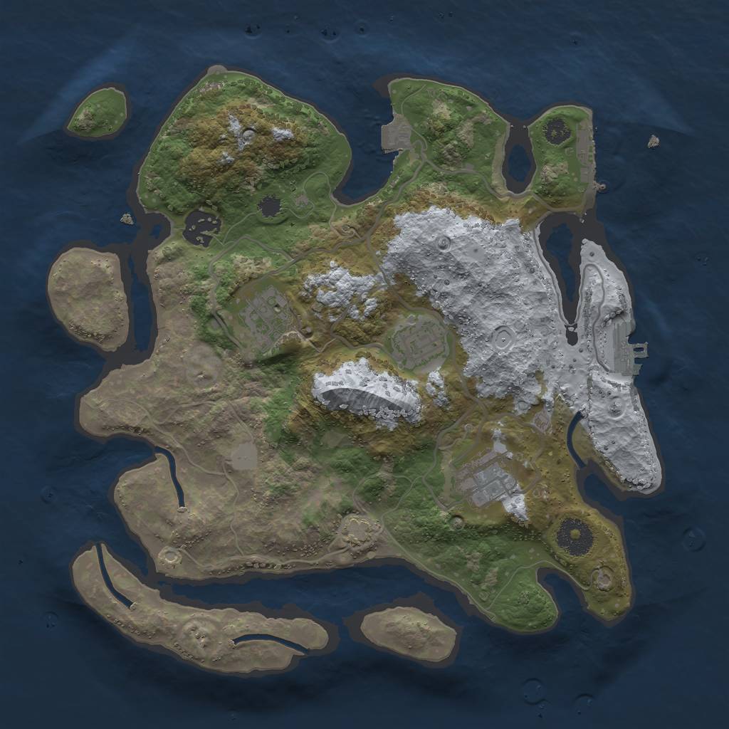 Rust Map: Procedural Map, Size: 3000, Seed: 245308538, 10 Monuments