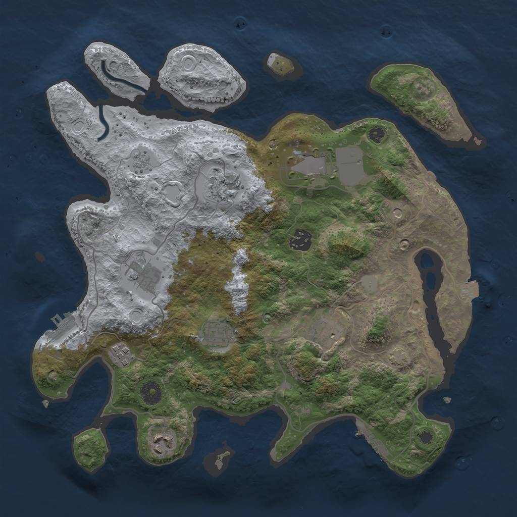 Rust Map: Procedural Map, Size: 3500, Seed: 20800, 16 Monuments