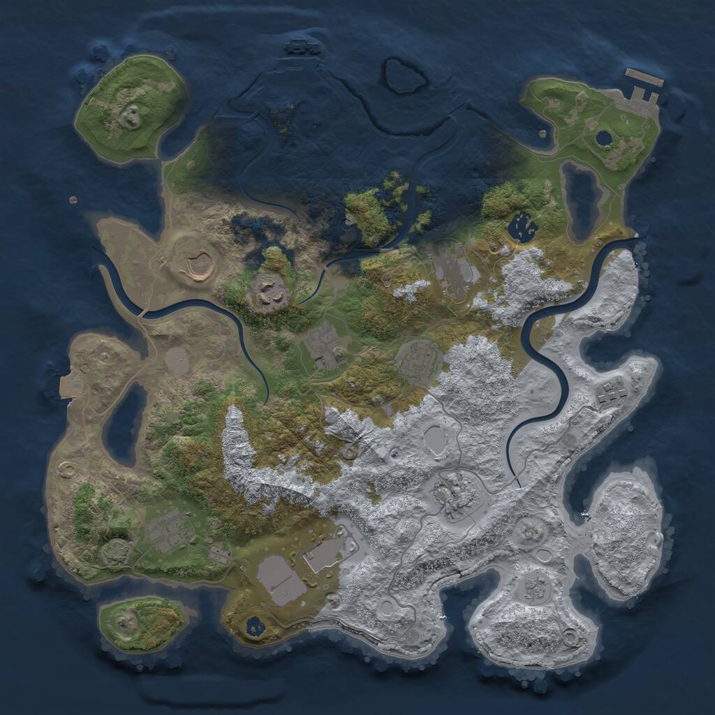 Rust Map: Procedural Map, Size: 3700, Seed: 1512931754, 16 Monuments