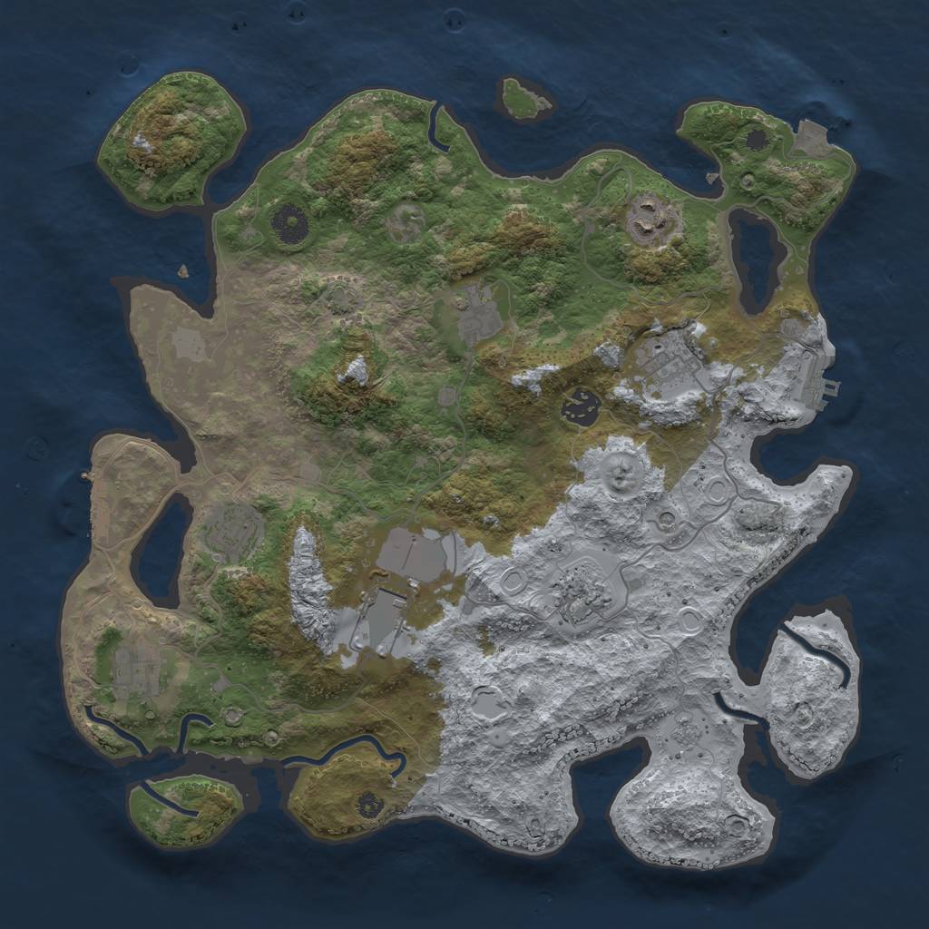 Rust Map: Procedural Map, Size: 3700, Seed: 1512931754, 16 Monuments