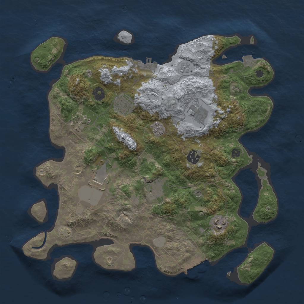 Rust Map: Procedural Map, Size: 3500, Seed: 607323530, 16 Monuments