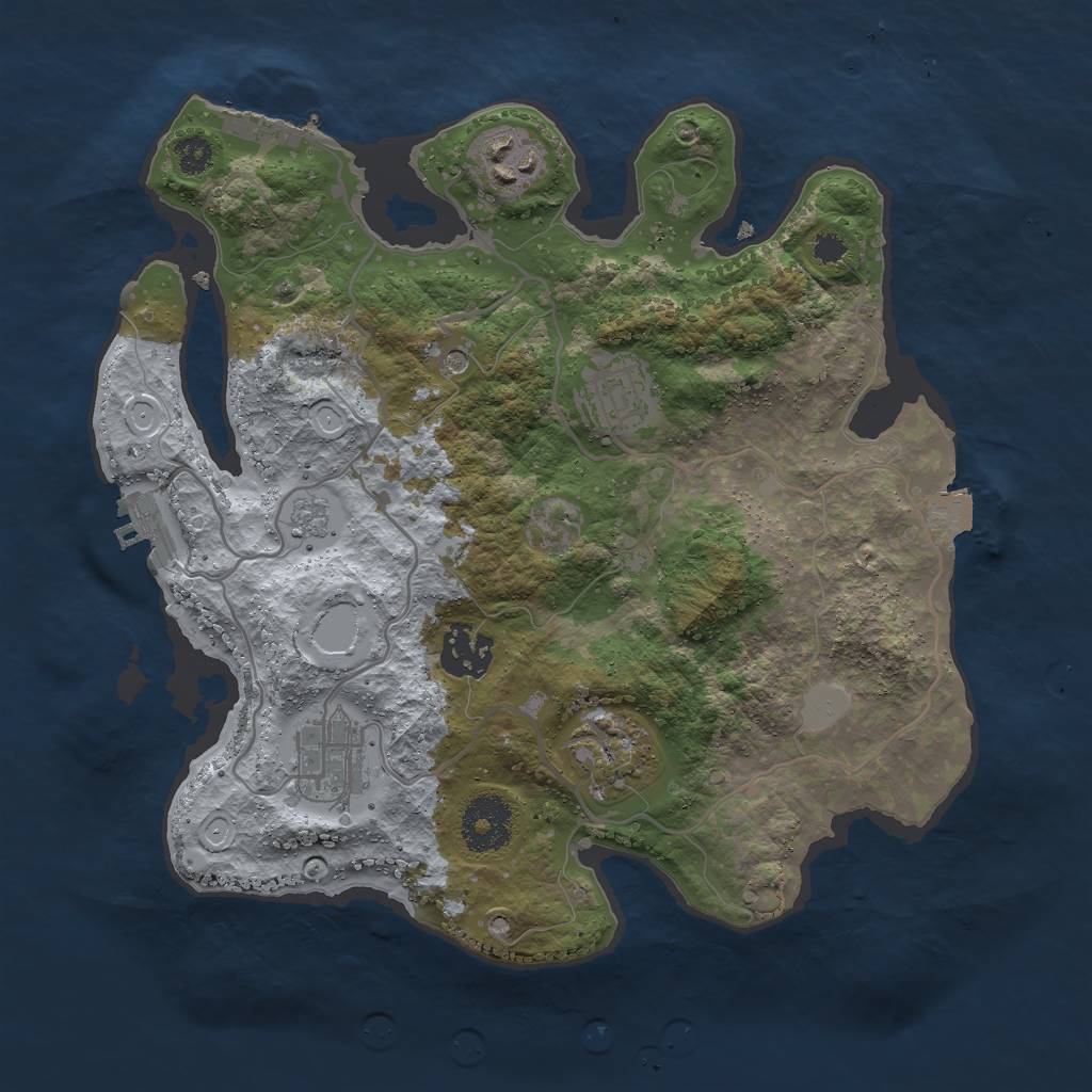 Rust Map: Procedural Map, Size: 3000, Seed: 2011109776, 12 Monuments