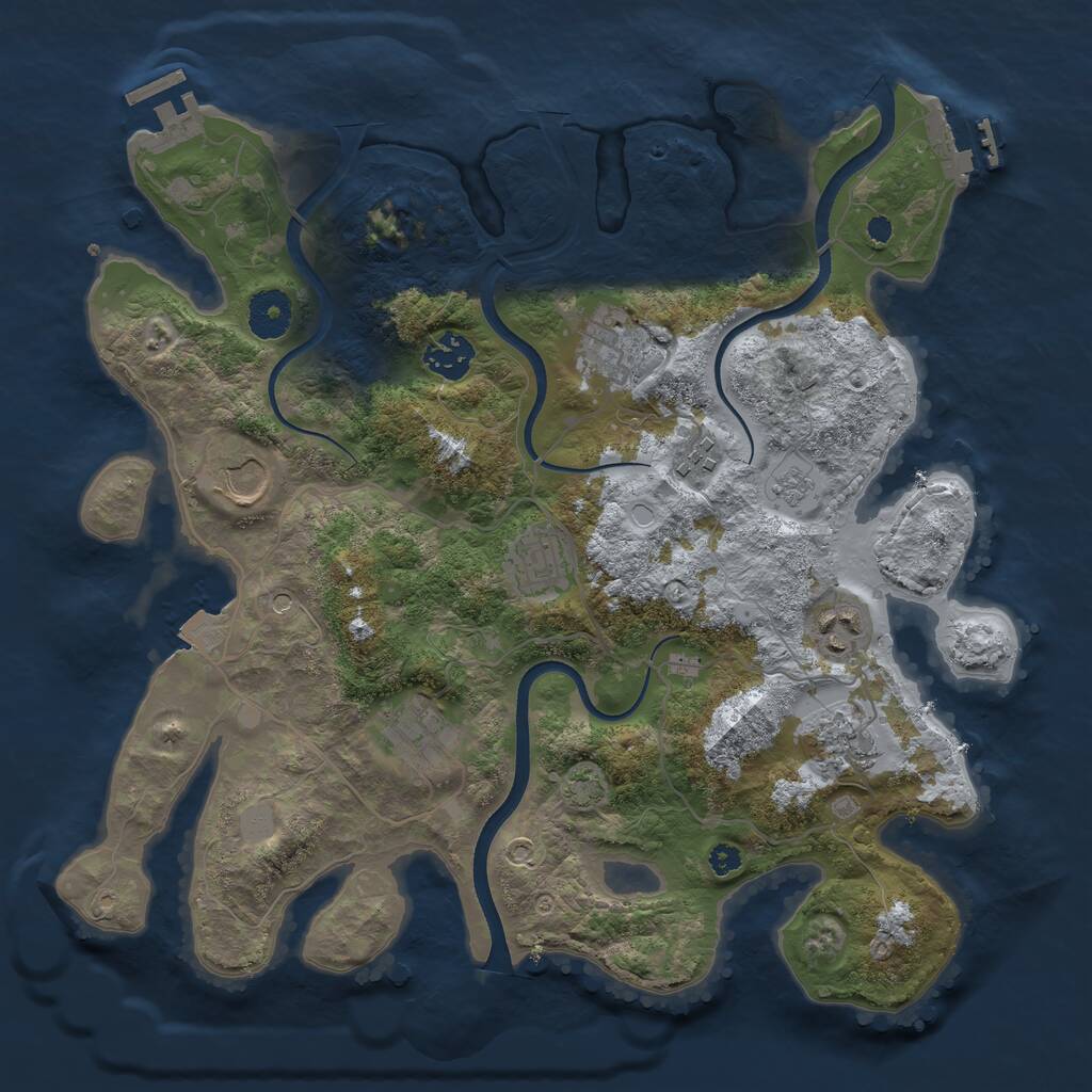 Rust Map: Procedural Map, Size: 3500, Seed: 2021043649, 14 Monuments