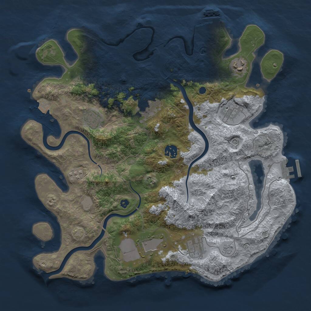 Rust Map: Procedural Map, Size: 3550, Seed: 55177747, 14 Monuments