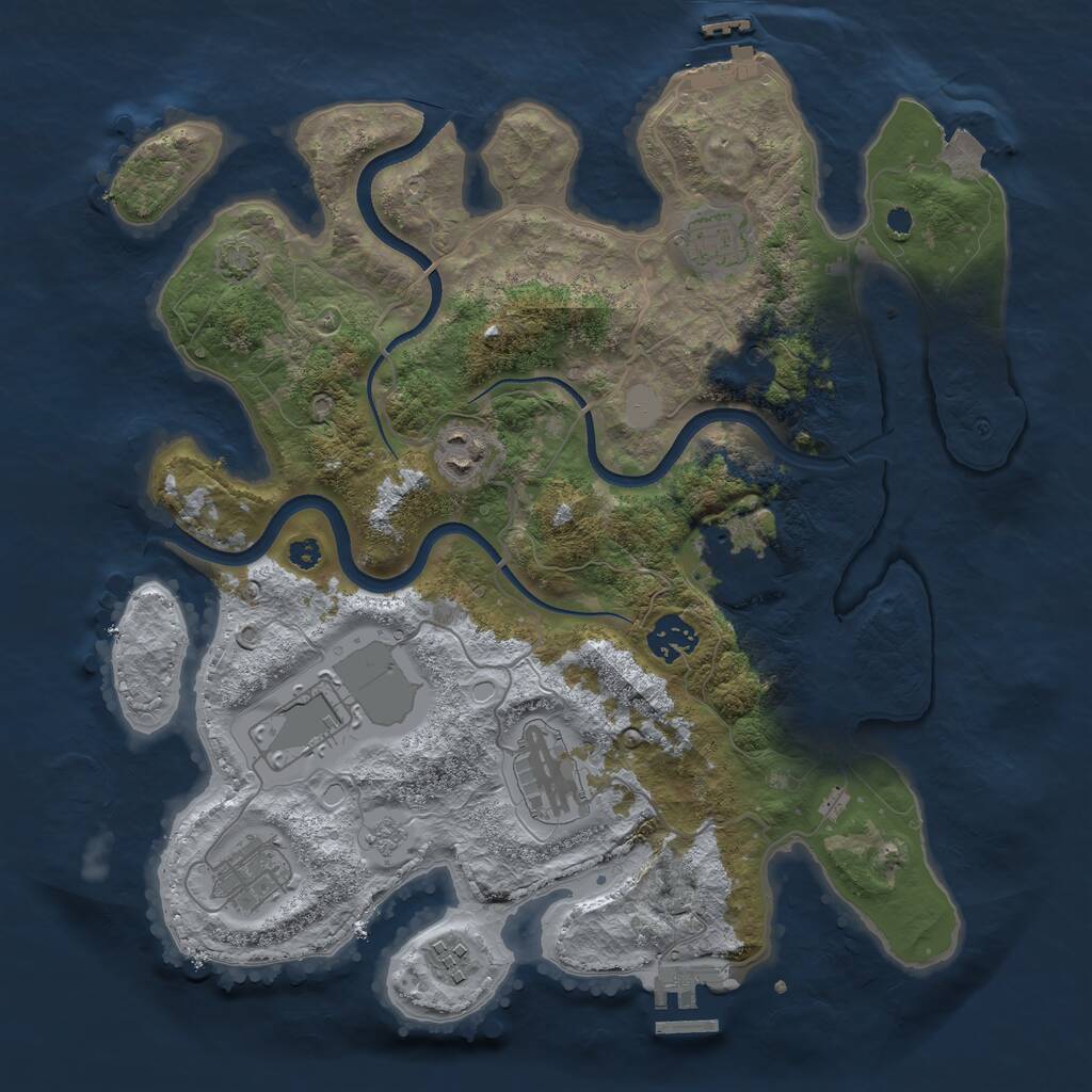 Rust Map: Procedural Map, Size: 3500, Seed: 757137603, 14 Monuments