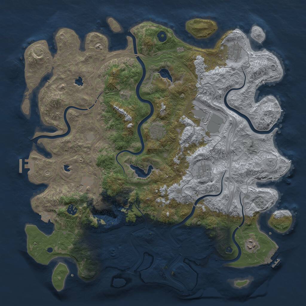 Rust Map: Procedural Map, Size: 4500, Seed: 650552929, 14 Monuments