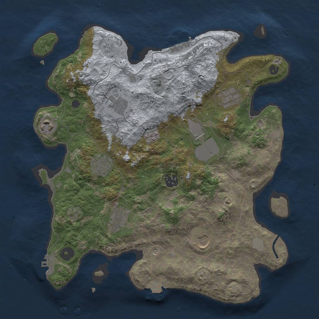 Rust Map: Procedural Map, Size: 3500, Seed: 554993430, 17 Monuments