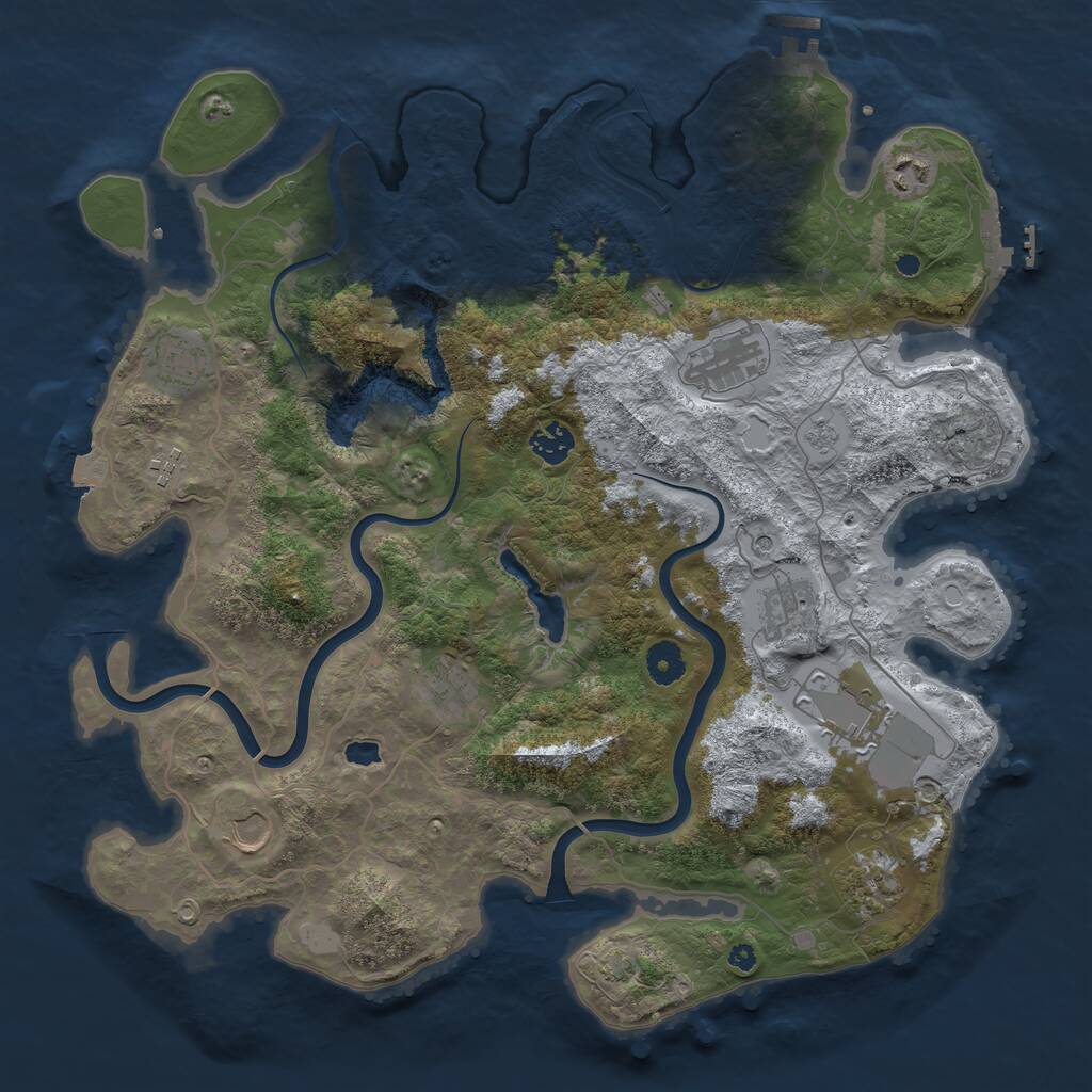 Rust Map: Procedural Map, Size: 4000, Seed: 999641553, 16 Monuments
