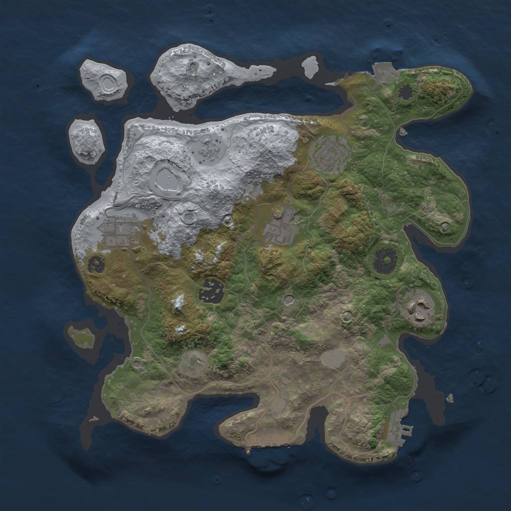 Rust Map: Procedural Map, Size: 3000, Seed: 1275209657, 12 Monuments