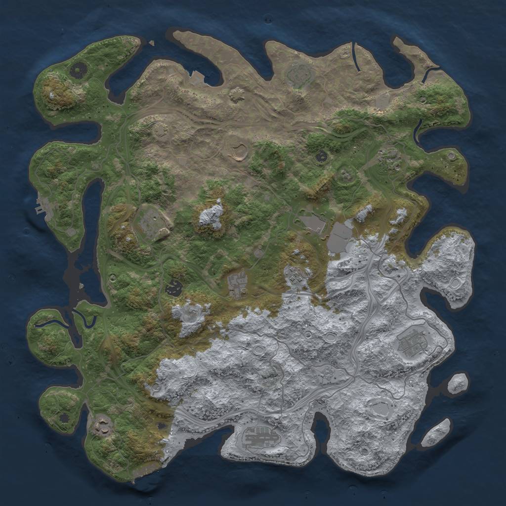 Rust Map: Procedural Map, Size: 4500, Seed: 3274497, 19 Monuments