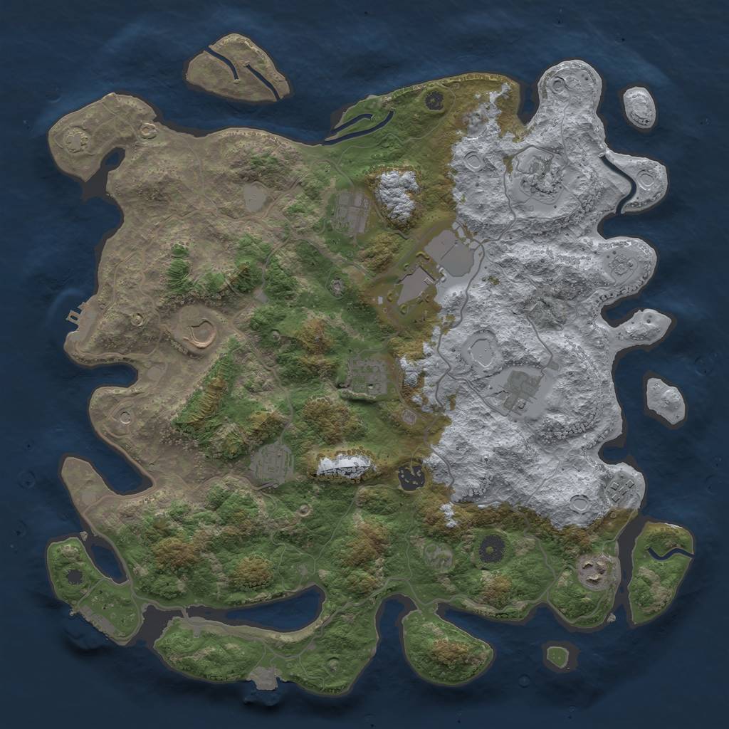 Rust Map: Procedural Map, Size: 4000, Seed: 1911, 18 Monuments