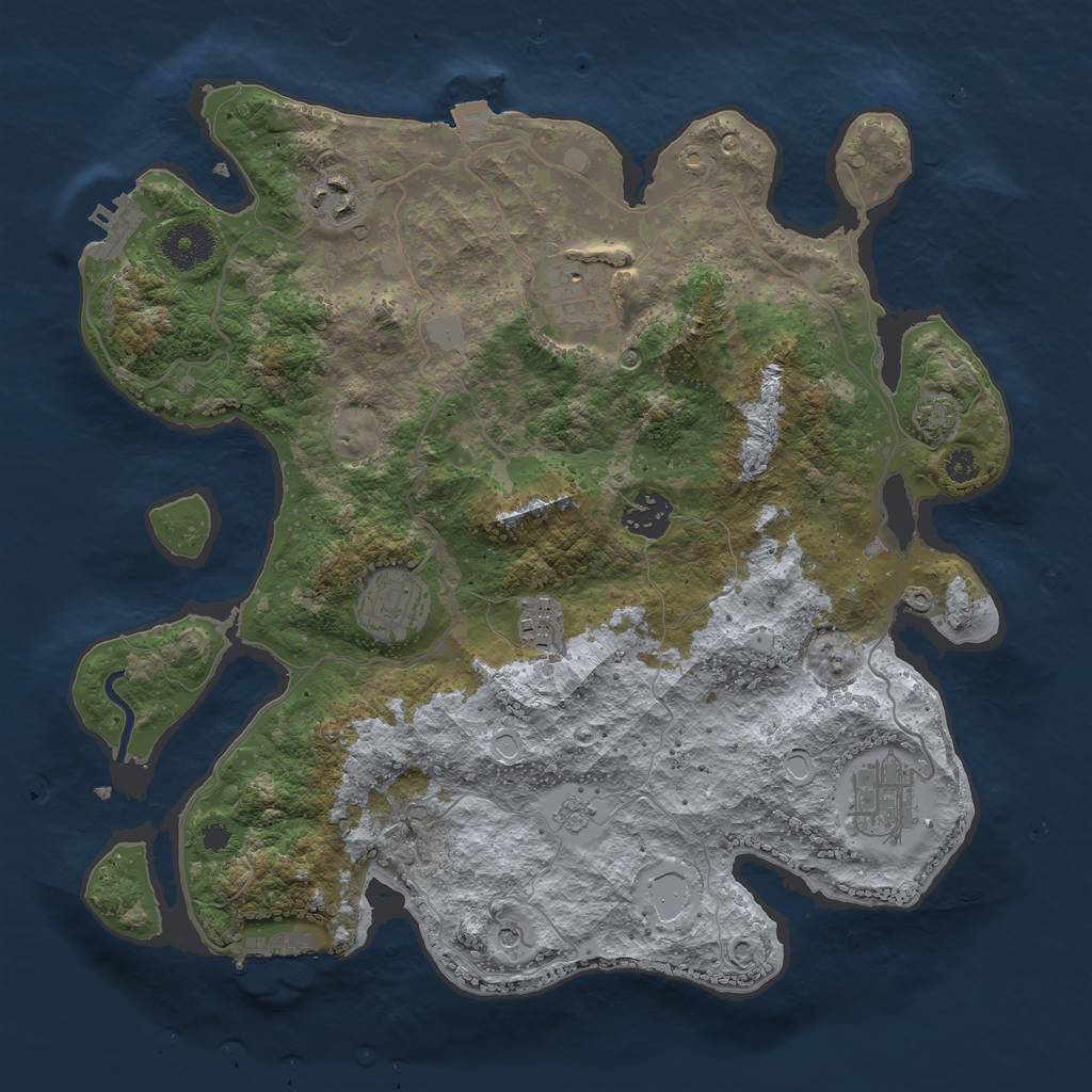 Rust Map: Procedural Map, Size: 3395, Seed: 1985, 14 Monuments