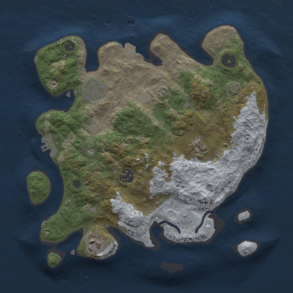 Rust Map: Procedural Map, Size: 3000, Seed: 327977246, 11 Monuments