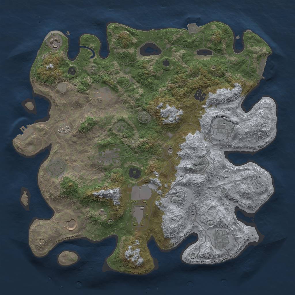 Rust Map: Procedural Map, Size: 3800, Seed: 1576425778, 19 Monuments