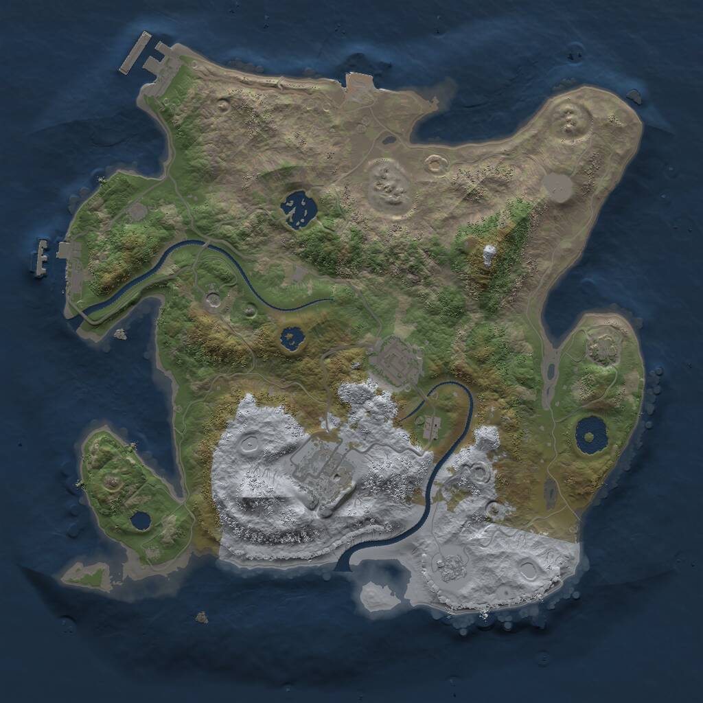 Rust Map: Procedural Map, Size: 3000, Seed: 3480726, 9 Monuments