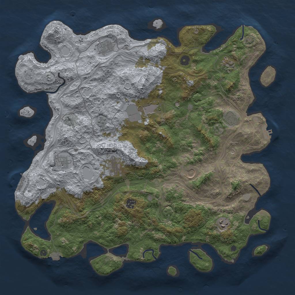 Rust Map: Procedural Map, Size: 4500, Seed: 1532178061, 18 Monuments