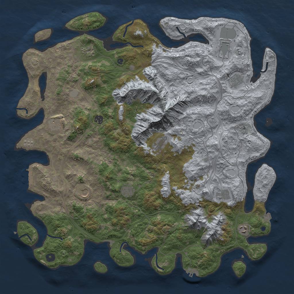 Rust Map: Procedural Map, Size: 5000, Seed: 250000, 19 Monuments