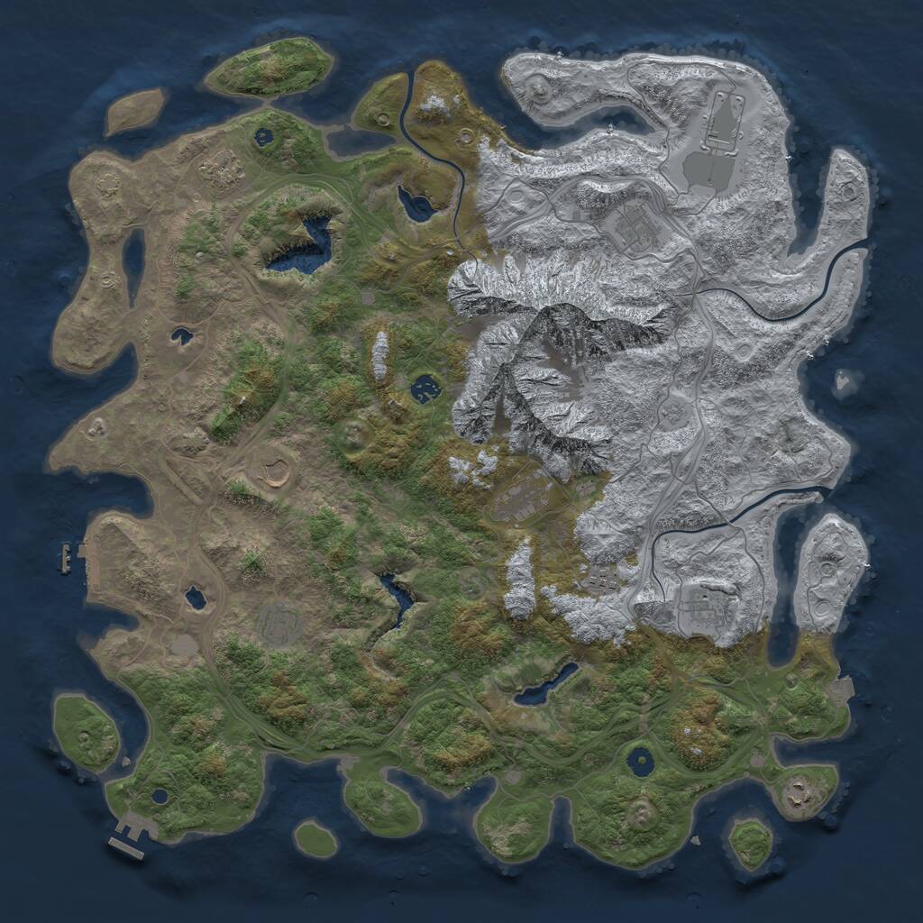 Rust Map: Procedural Map, Size: 5000, Seed: 250000, 16 Monuments