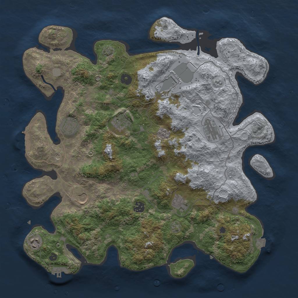 Rust Map: Procedural Map, Size: 4000, Seed: 678, 17 Monuments