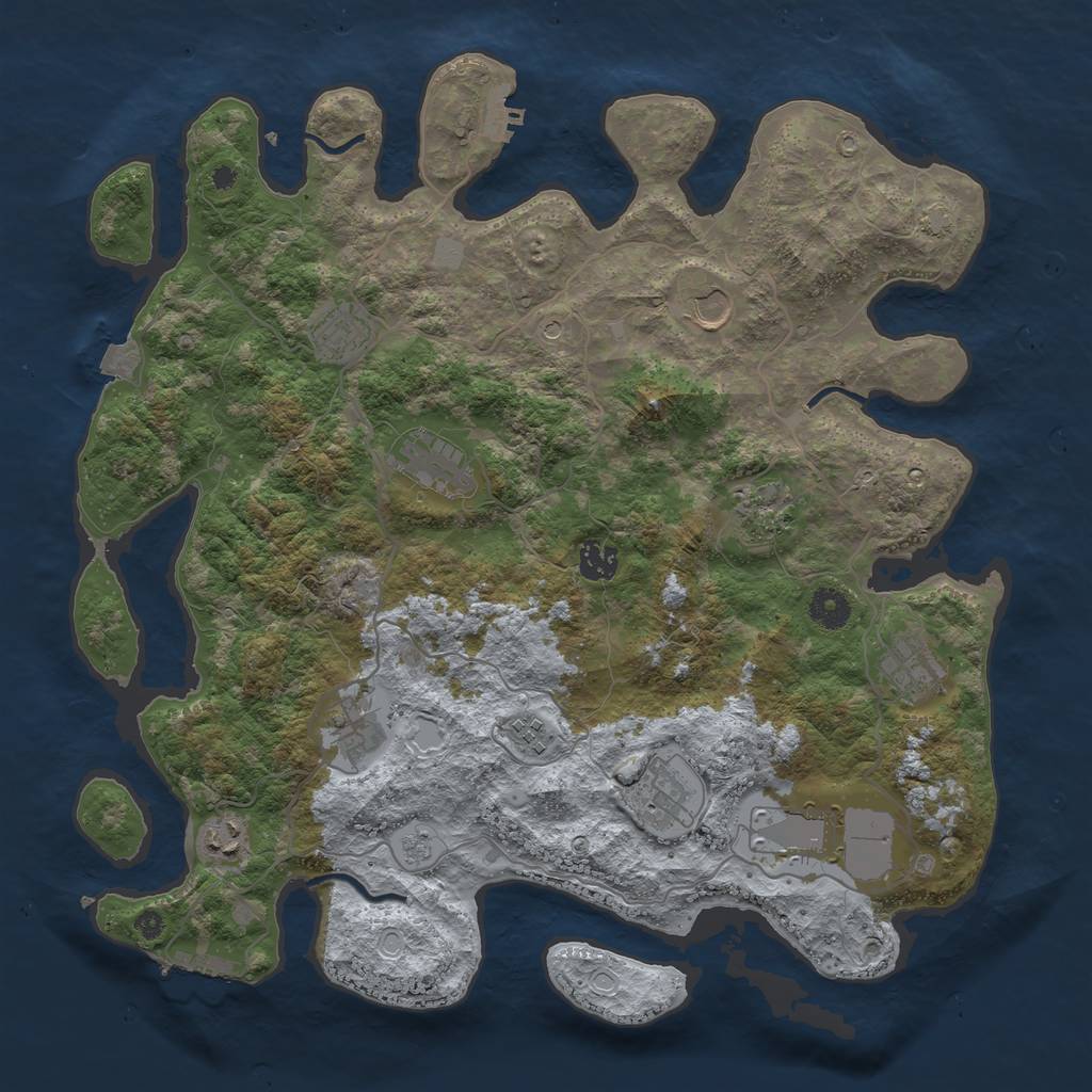 Rust Map: Procedural Map, Size: 4000, Seed: 320444184, 19 Monuments