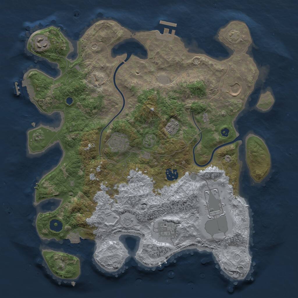 Rust Map: Procedural Map, Size: 3500, Seed: 36162267, 13 Monuments