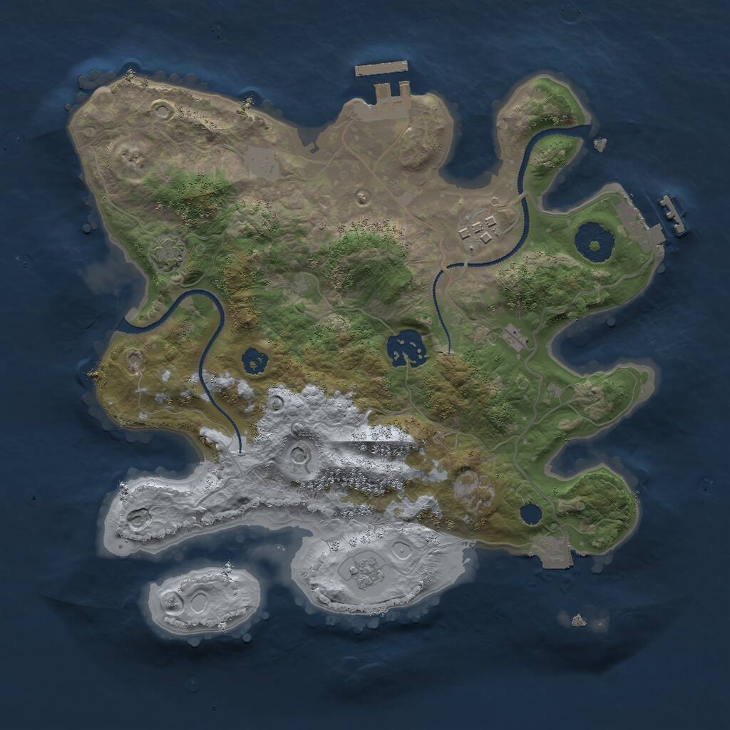 Rust Map: Procedural Map, Size: 2800, Seed: 5421, 8 Monuments