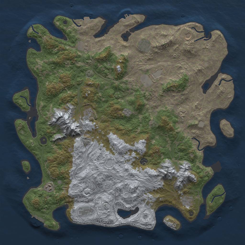 Rust Map: Procedural Map, Size: 5000, Seed: 543331, 19 Monuments