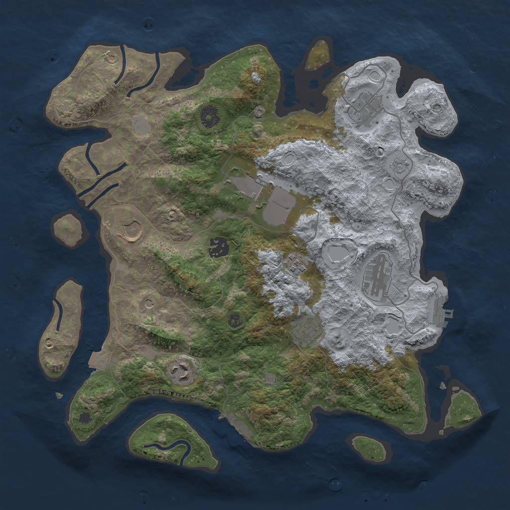 Rust Map: Procedural Map, Size: 3600, Seed: 862159105, 16 Monuments