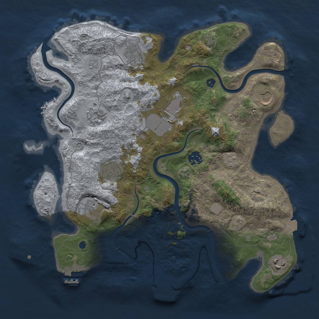 Rust Map: Procedural Map, Size: 3500, Seed: 1991119981, 15 Monuments
