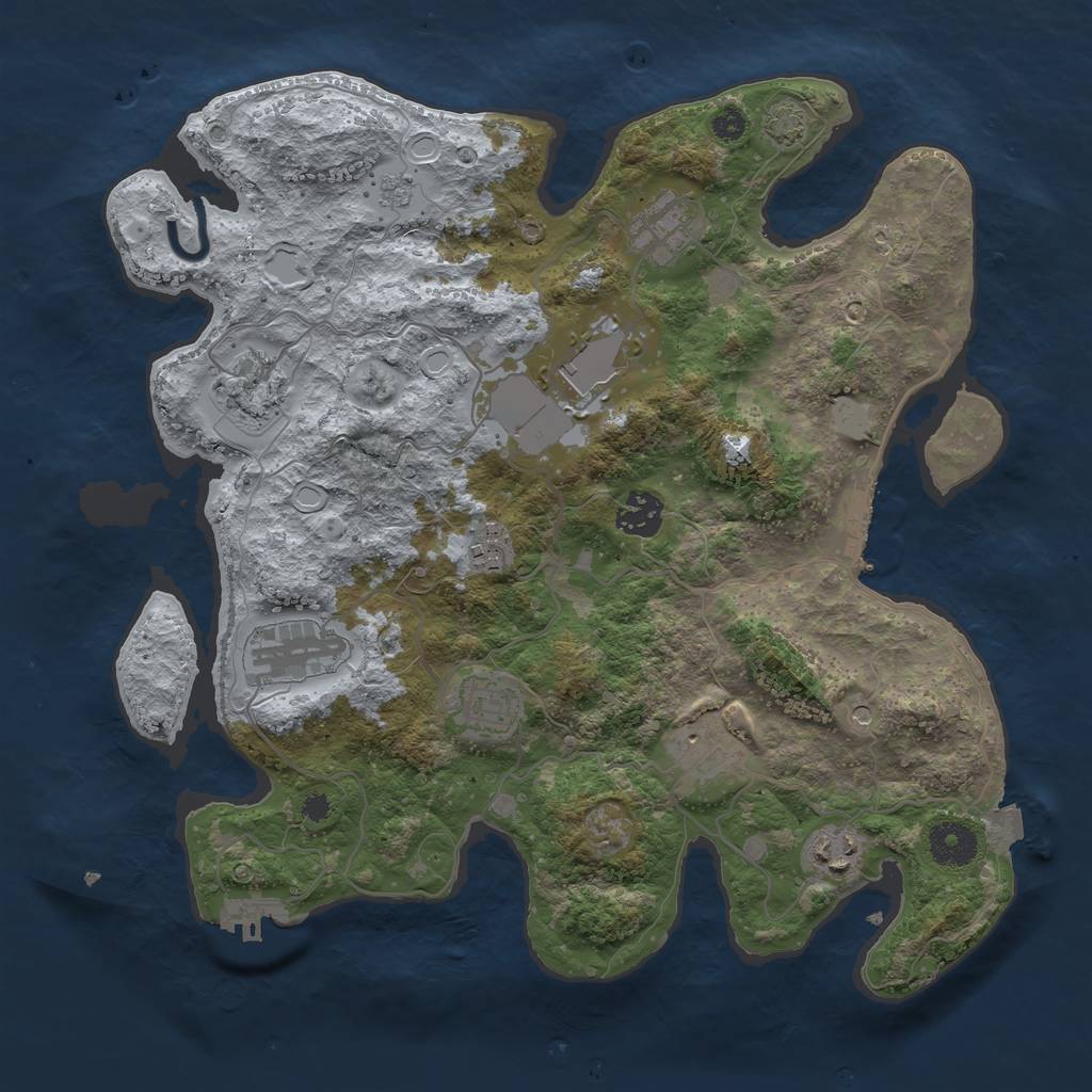 Rust Map: Procedural Map, Size: 3500, Seed: 1991119981, 17 Monuments