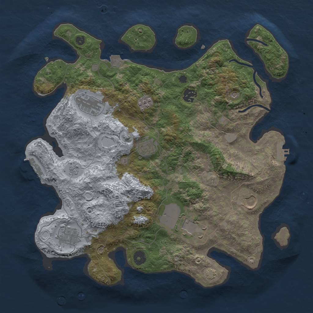 Rust Map: Procedural Map, Size: 3500, Seed: 1809766270, 15 Monuments