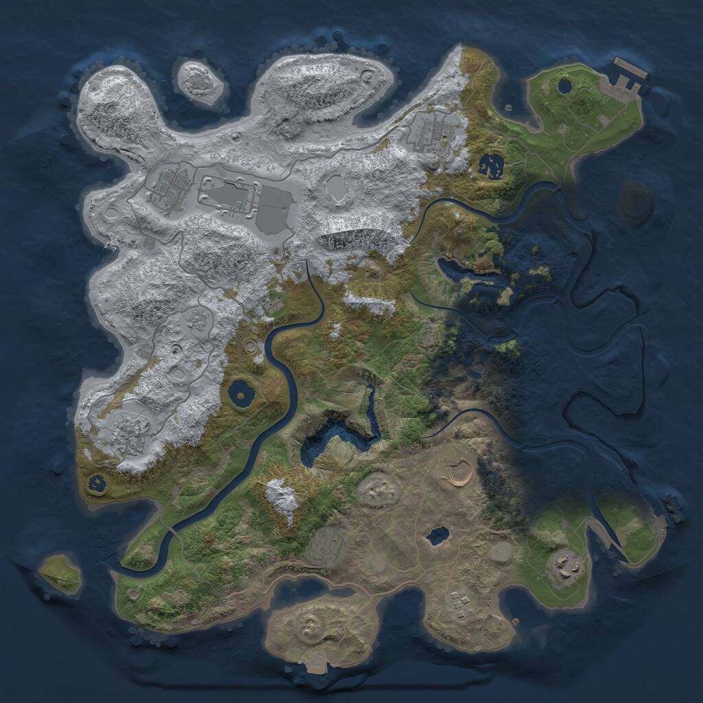 Rust Map: Procedural Map, Size: 4000, Seed: 1229987587, 15 Monuments