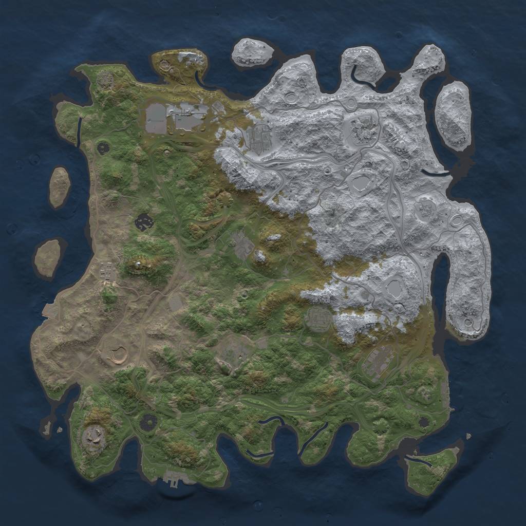 Rust Map: Procedural Map, Size: 4500, Seed: 119731604, 19 Monuments