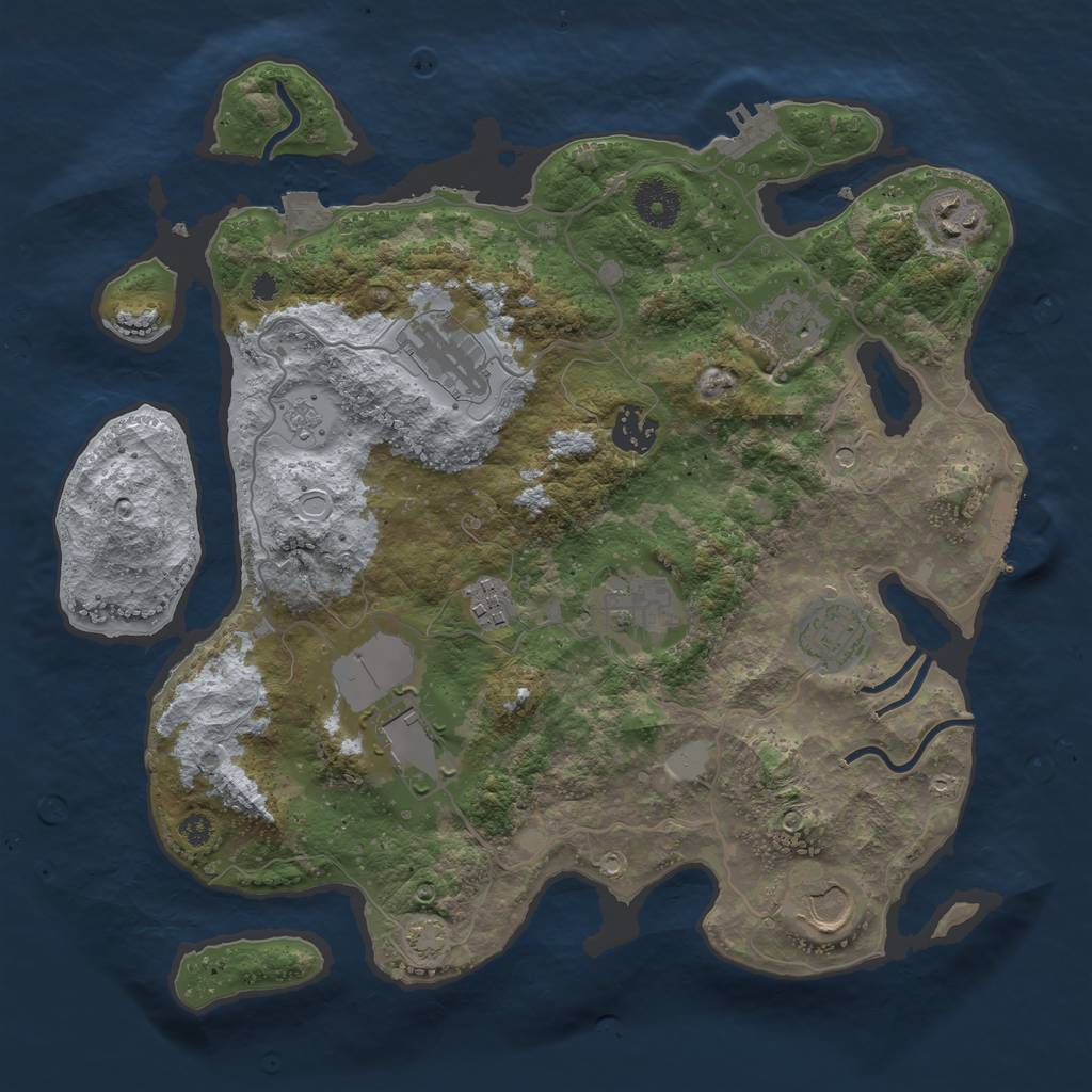 Rust Map: Procedural Map, Size: 3500, Seed: 183077284, 17 Monuments