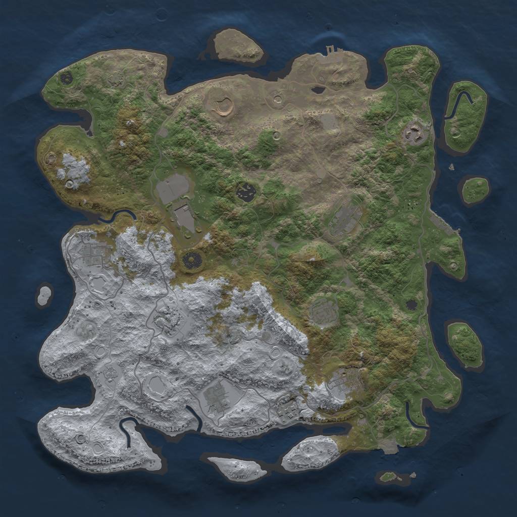 Rust Map: Procedural Map, Size: 4200, Seed: 165847874, 19 Monuments