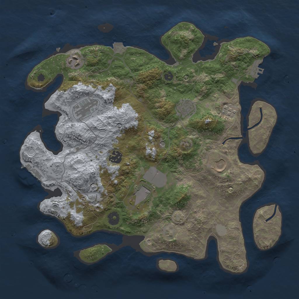 Rust Map: Procedural Map, Size: 3500, Seed: 1236037597, 16 Monuments