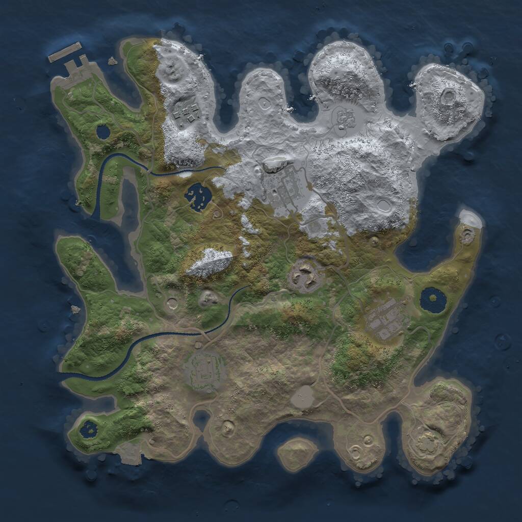 Rust Map: Procedural Map, Size: 3000, Seed: 11205, 11 Monuments