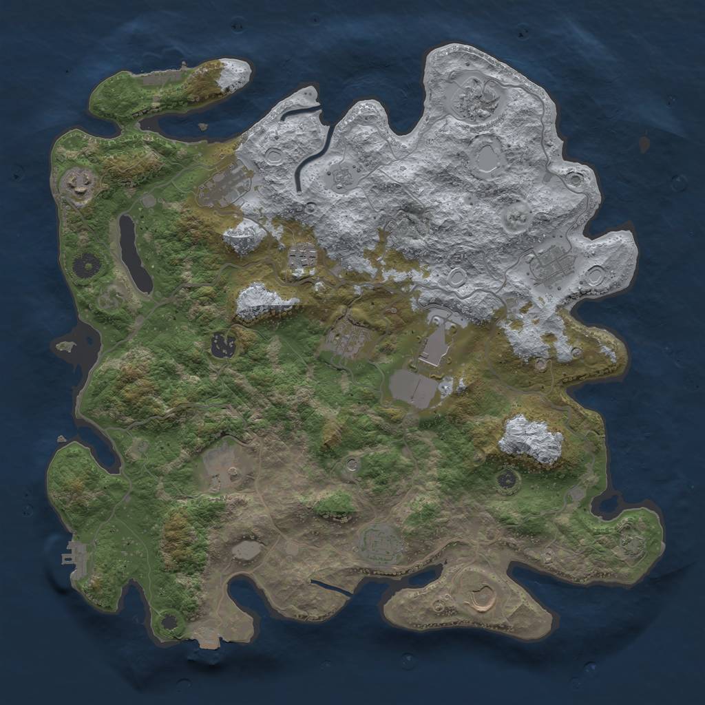 Rust Map: Procedural Map, Size: 4000, Seed: 1214525278, 19 Monuments