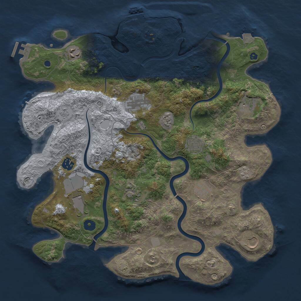 Rust Map: Procedural Map, Size: 3900, Seed: 79259108, 16 Monuments