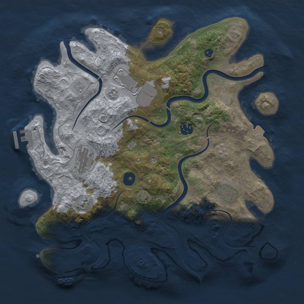 Rust Map: Procedural Map, Size: 3500, Seed: 5355089, 11 Monuments