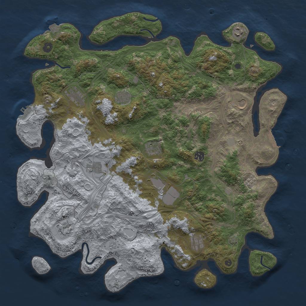 Rust Map: Procedural Map, Size: 4500, Seed: 1923867211, 19 Monuments