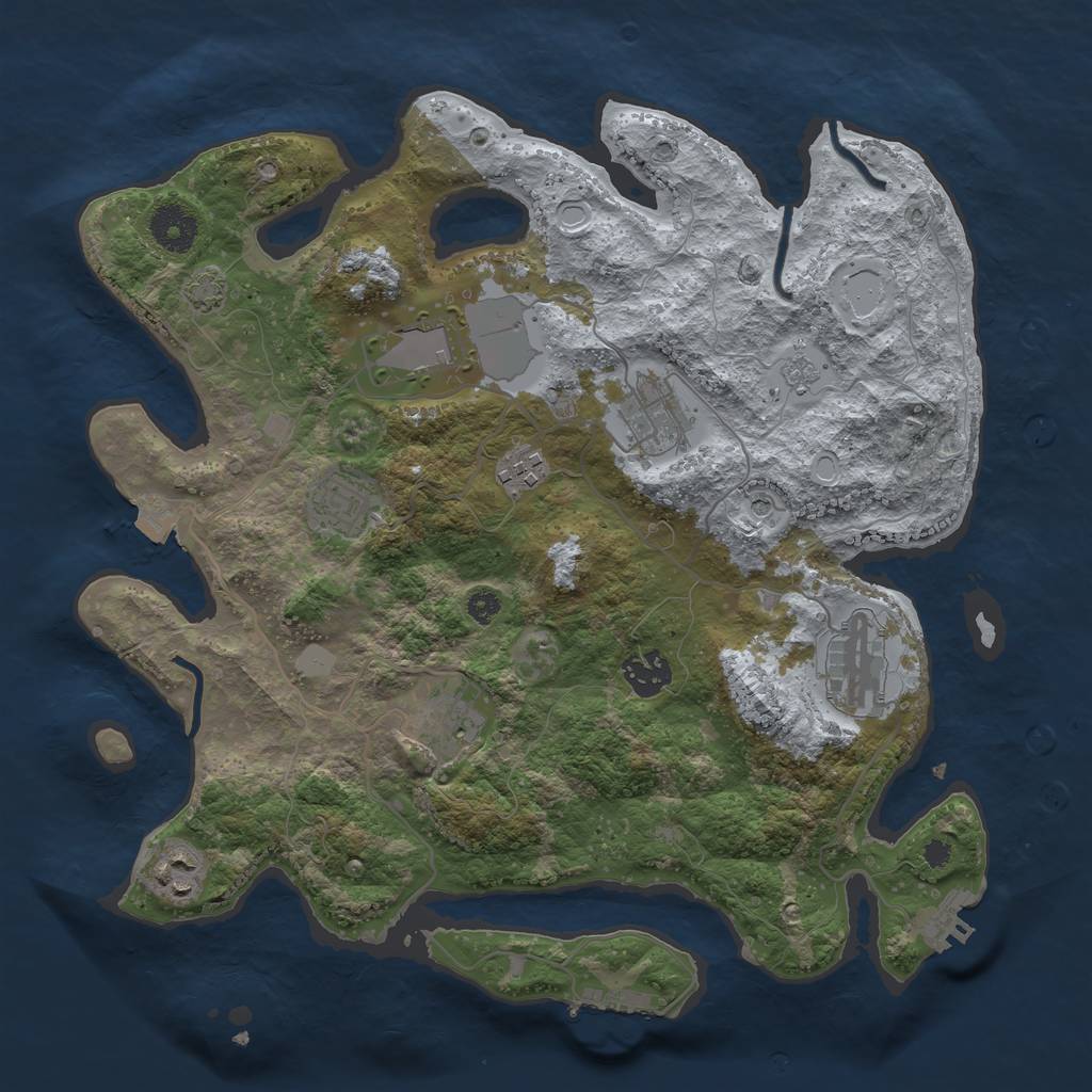 Rust Map: Procedural Map, Size: 3500, Seed: 549735810, 16 Monuments