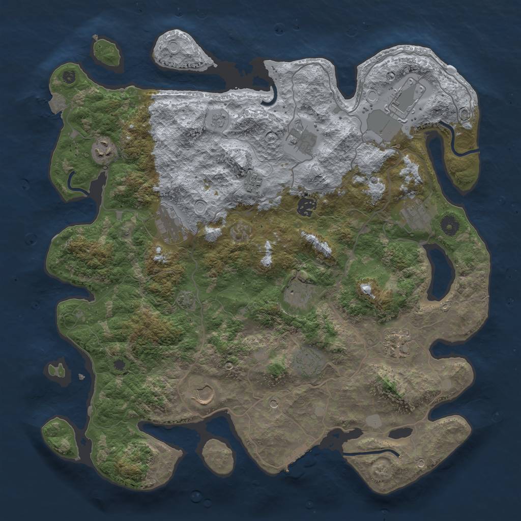 Rust Map: Procedural Map, Size: 4100, Seed: 44306010, 18 Monuments