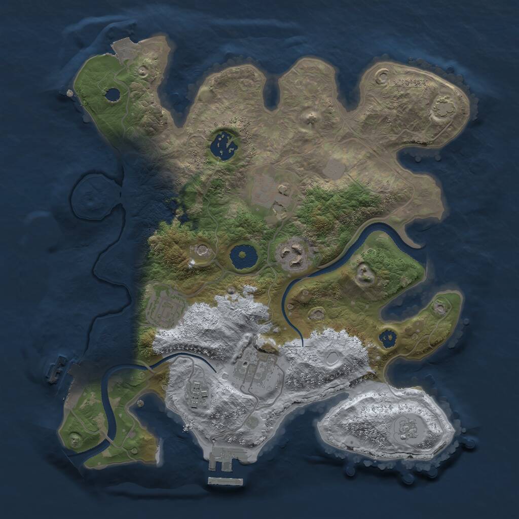 Rust Map: Procedural Map, Size: 3000, Seed: 1223569, 12 Monuments